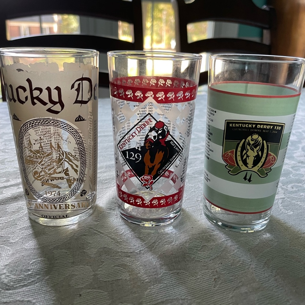 3 Kentucky Derby Glasses